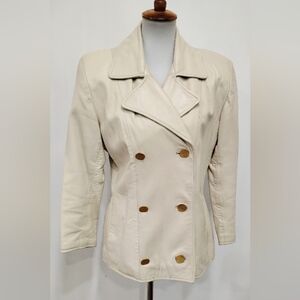 VINTAGE BONE LEATHER DOUBLE BREASTED JACKET